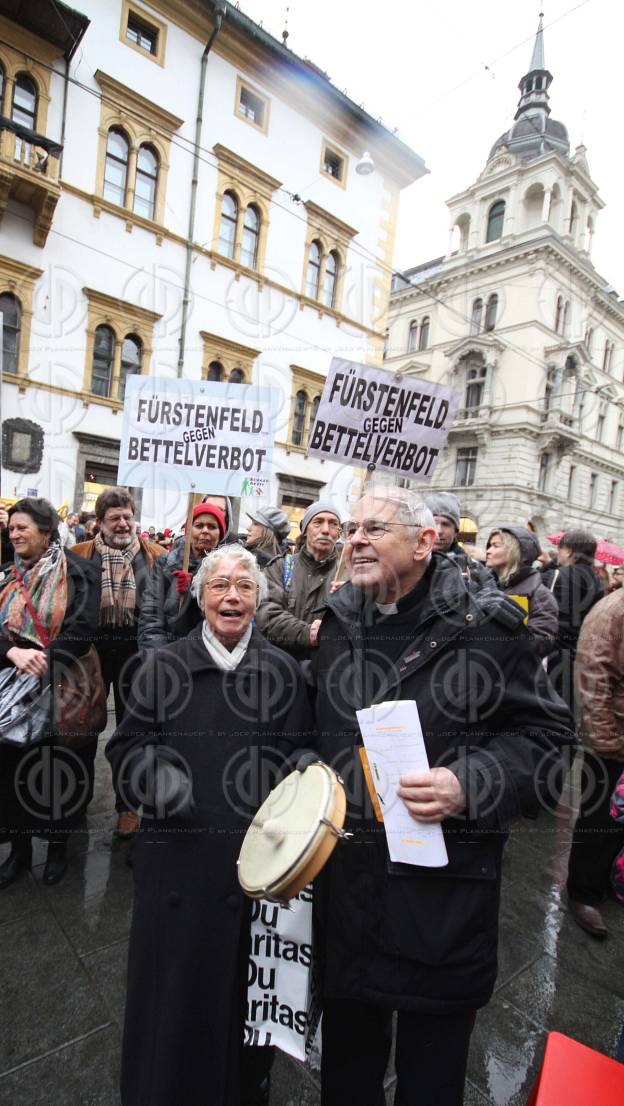 Aktion gegen ein Bettelverbot in der Steiermark